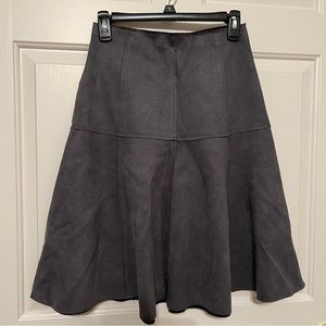 Suede Knee-Length Skirt in Gray, Size S